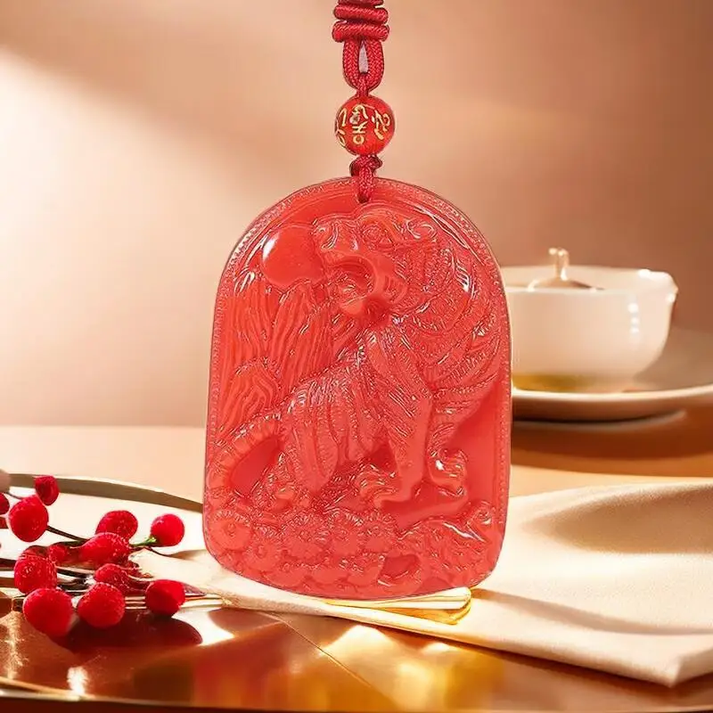 Jewelry Making With Stones - Red Jade Tiger Pendant Pendants Real