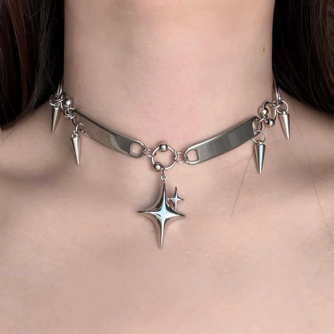 Punk Star Riveted Choker,Rock  - Jewelry Making Necklaces recension och pris