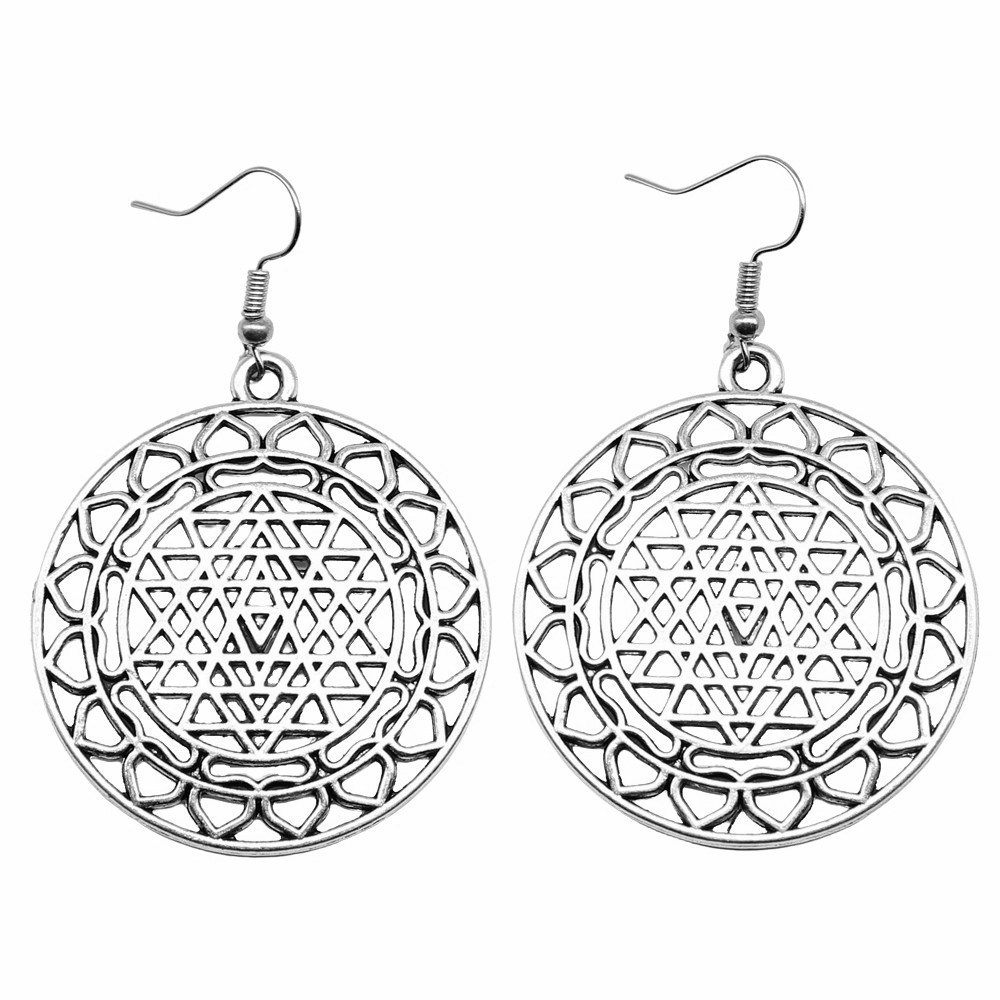 1pair Sri Yantra Pattern ear p - Jewelry Making For Couples recension och pris