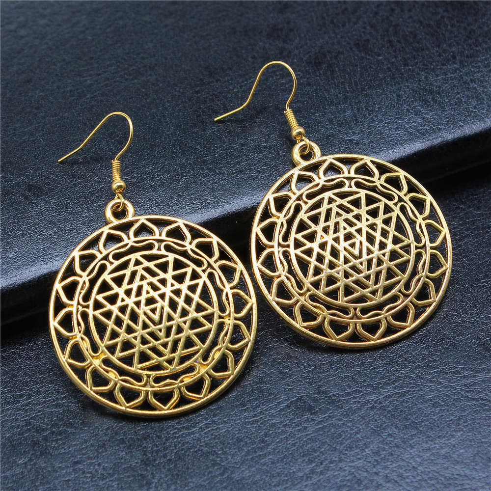 1pair Sri Yantra Pattern ear p - Jewelry Making For Couples recension och pris