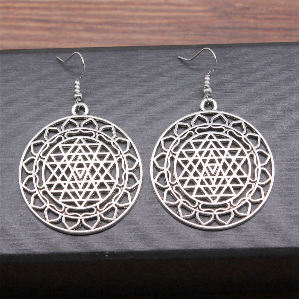 1pair Sri Yantra Pattern ear p - Jewelry Making For Couples recension och pris