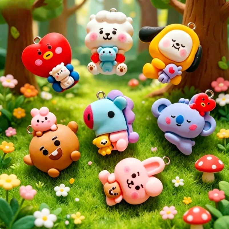 7pcs BT21 Resin Cartoon Charm  - Jewelry Making Necklaces recension och pris